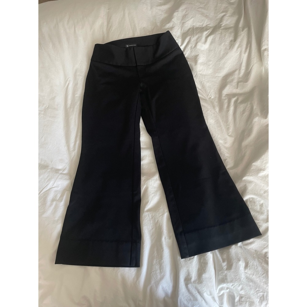 INC Y2K Wide Leg Stretch Trousers Black Officewear Flare Minimalist 90s Size 6